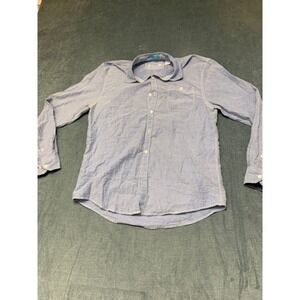 Michael Brandon Shirt Mens Large Blue Cotton Chest Pockets Office Wear Button Up